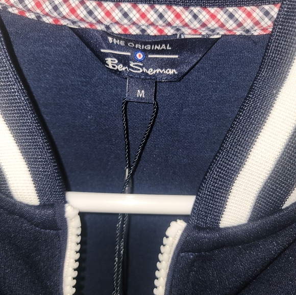NWT Mens Sz M Ben Sherman Zip Up Jacket Blue White